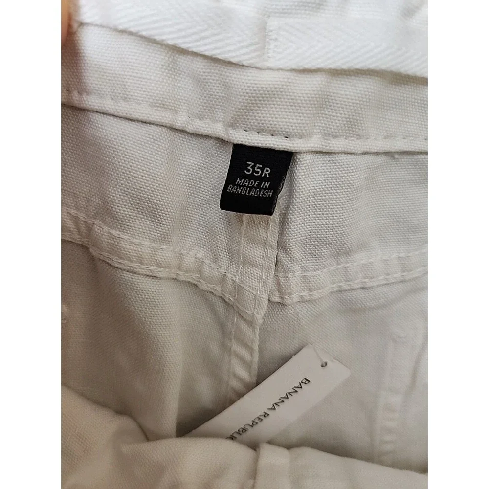 Banana Republic Dockside Pants Mens 35 Cream Linen Blend Beach Vacation NEW